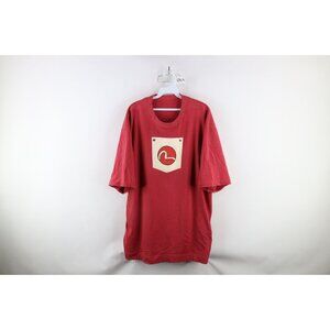 Vtg 90s Evisu Jeans Mens XL Faded Pocket Logo Short Sleeve T-Shirt Red Cotton
